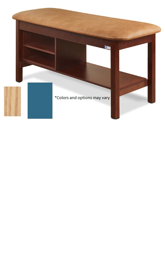 Clinton Industries Classic Series Straight Line Treatment Table with Shelving, Natural/Wedgewood, 400 lb Capacity