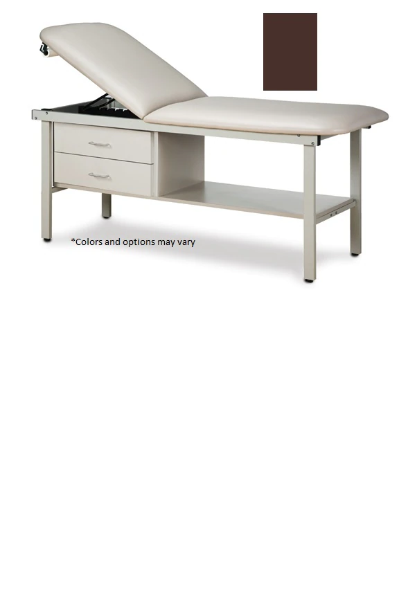 Clinton Industries Alpha Treatment Table with Drawer, Burgundy, 450 lb Capacity