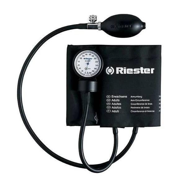 Riester Adult Blood Pressure Cuff, Velcro, 2-Tube, Black