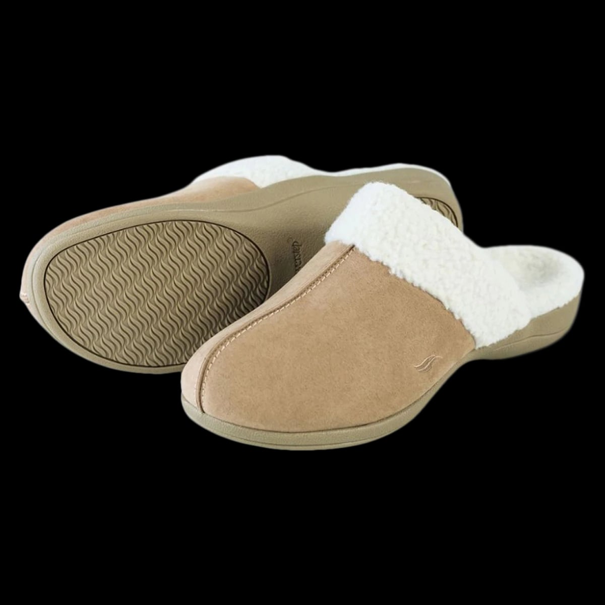 PowerStep Fusion Women's Open Back Slippers, Taupe, Large, 1/Pair