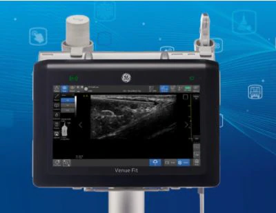 GE Venue Fit Ultrasound System Package with 14" Full Touchscreen Interface, VESA Mounting Plate, and Wi-Fi Kit