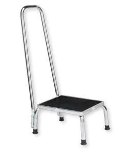 Blickman Industries Stool Step with Handrail, Stainless Steel