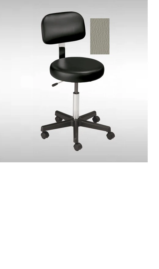 Pneumatic Stool with Ergo Backrest, Dove, Black Base, 300 lb Capacity