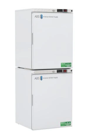 American Biotech Supply Laboratory Refrigerator/Freezer Combo, 10 Cu Ft, 5.2 cf Fridge/4 cf Freezer, 2 Solid Doors, Right Hinge, 1-10°C/-15 to -25°C, Cycle/Manual Defrost