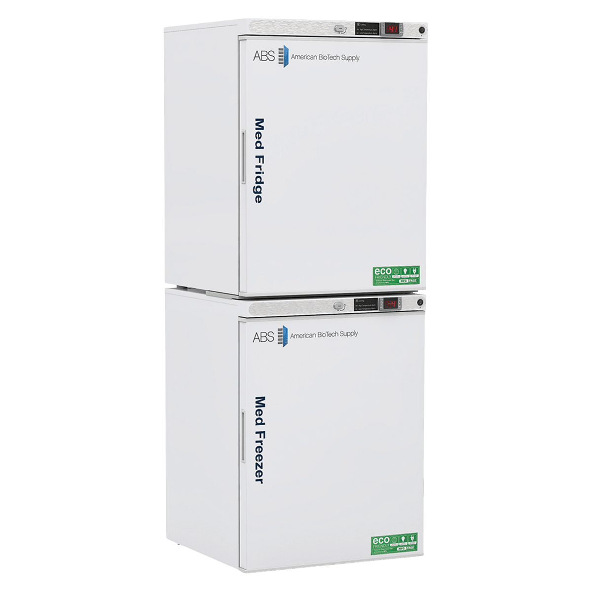 American Biotech Supply Pharmaceutical Refrigerator/Freezer Combo, 5.2 cu ft Refrigerator / 4 cu ft Freezer, Right Hinge, Cycle Defrost Refrigerator / Manual Defrost Freezer