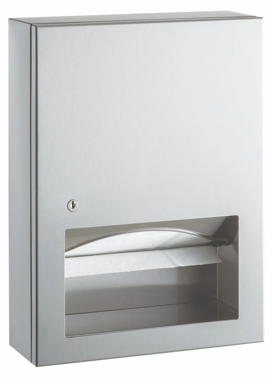 Bobrick TrimLine Paper Towel Dispenser, Satin Finish Stainless Steel, Surface Mount, Tumbler Lock, 12.8 in x 4.5 in x 17.9 in