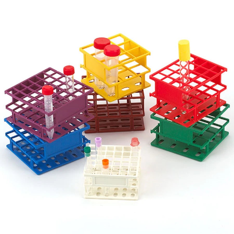Globe Scientific Wireless Tube Rack, Half-Size, 36-Place, 16mm, Magenta, Autoclavable, Each