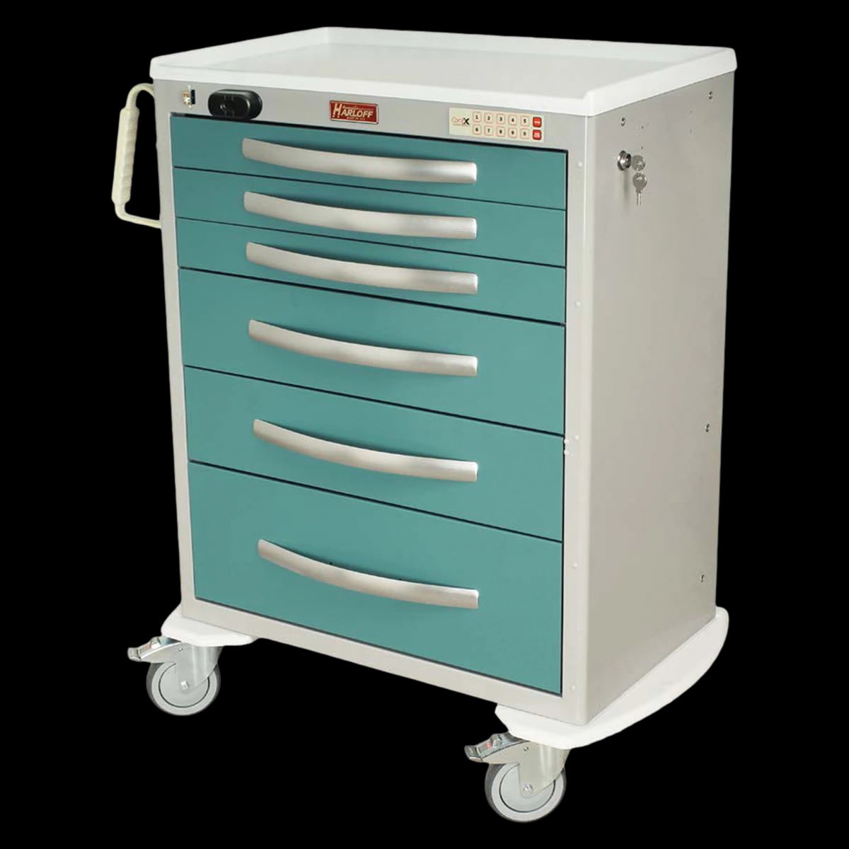 Harloff M-Series Treatment Cart, 6 Drawers with Keypad Lock