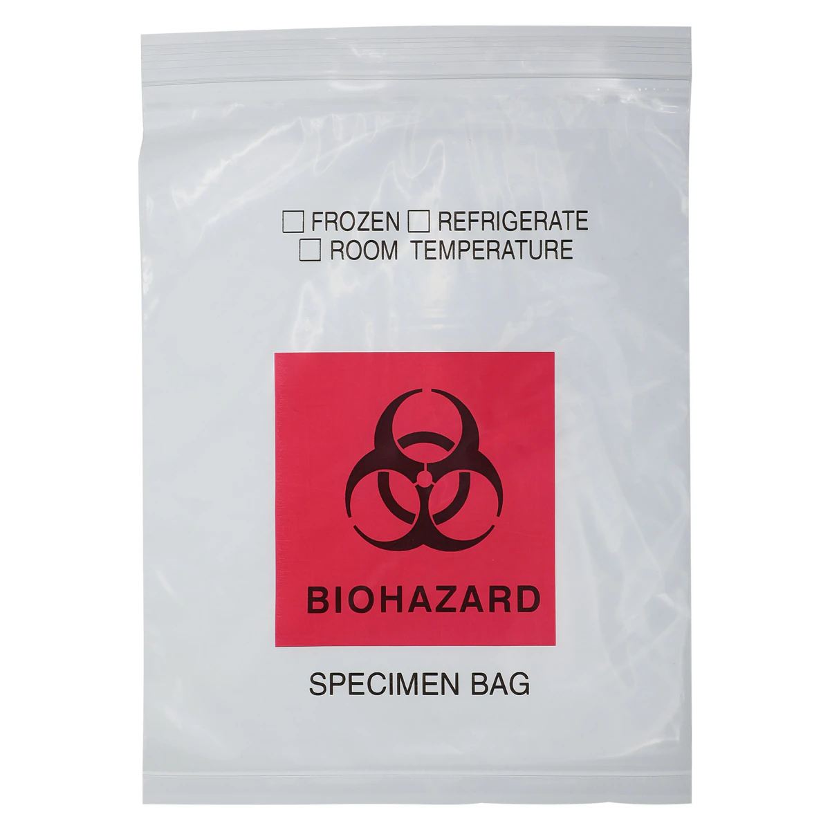 Action Health Econozip Specimen Bag, 6" x 9", Zip Closure, Biohazard Symbol, 1000/Case