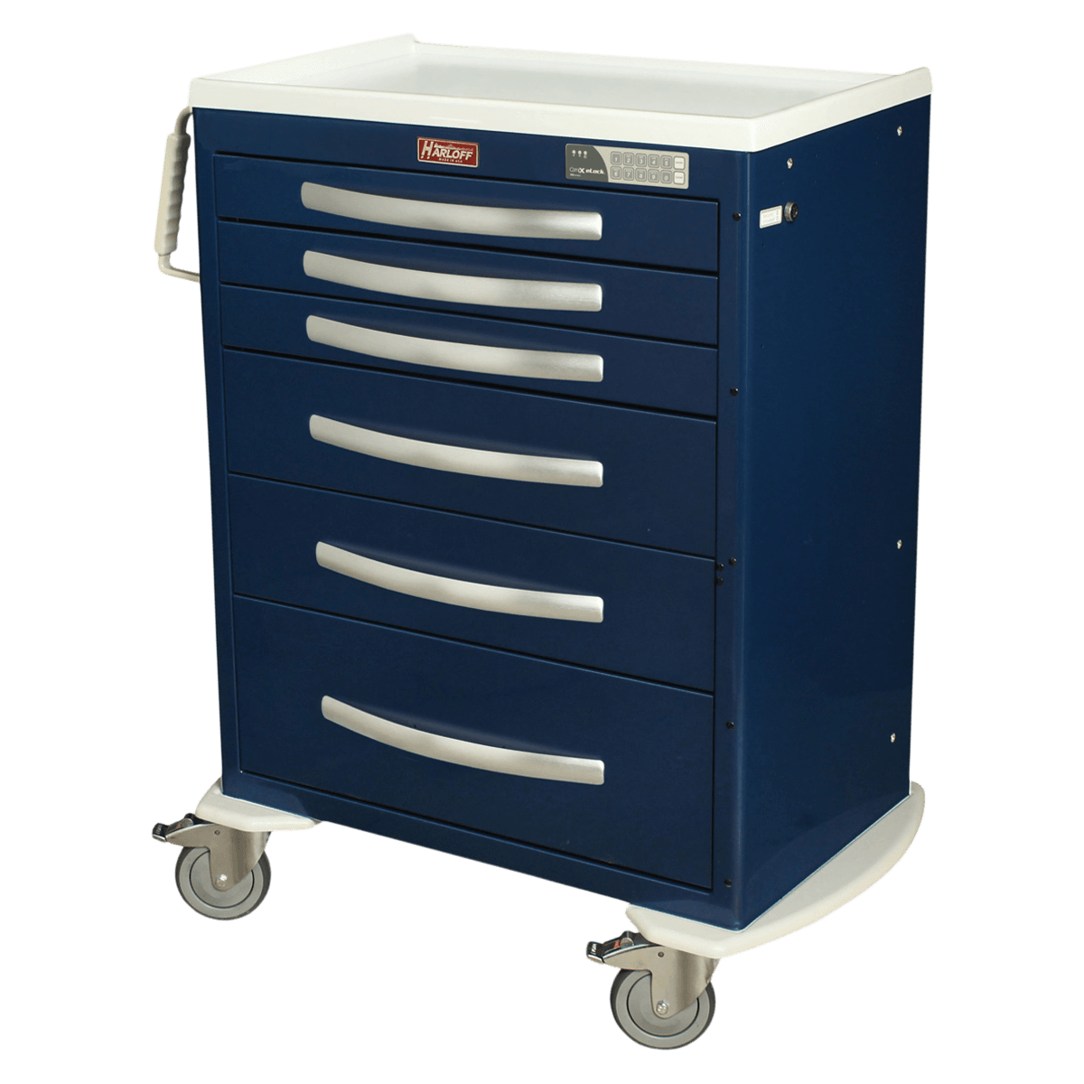 Harloff A Series Anesthesia Cart, 30" Light Blue, 22x36.75x43.75", 5" Tente Casters, Electronic Lock