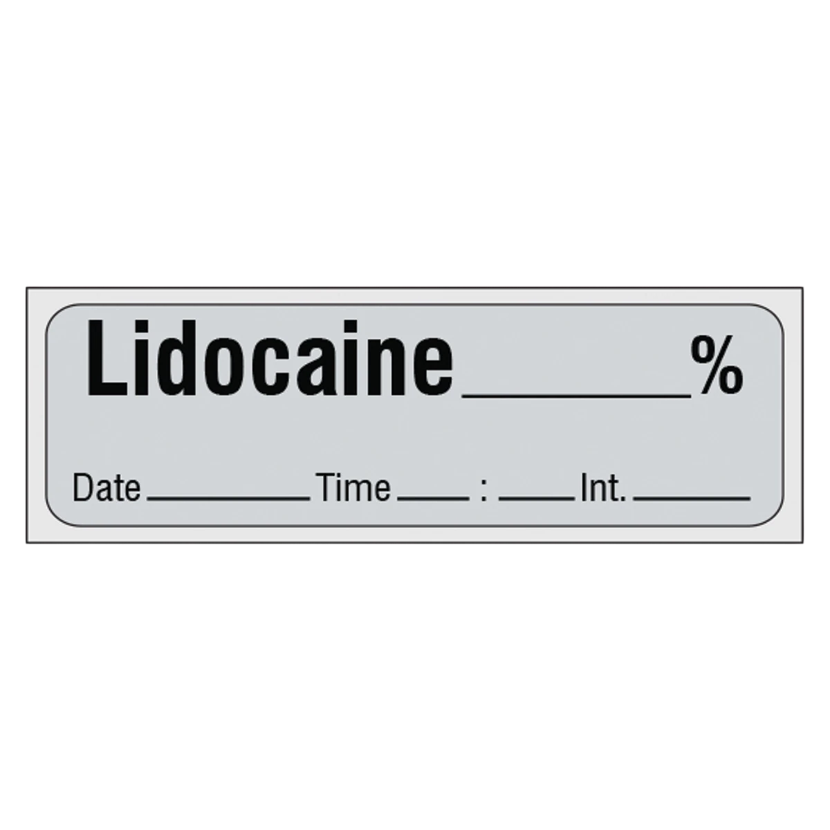 Shamrock Anesthesia Label, Lidocaine, Date/Time/Interval, 1/2" x 500", Gray/Black, 1 Roll