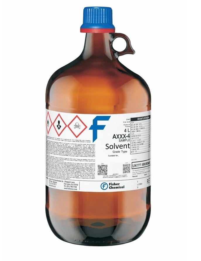 Methanol HPLC Grade, Colorless Liquid, 4L Glass Bottle, Fisher Scientific