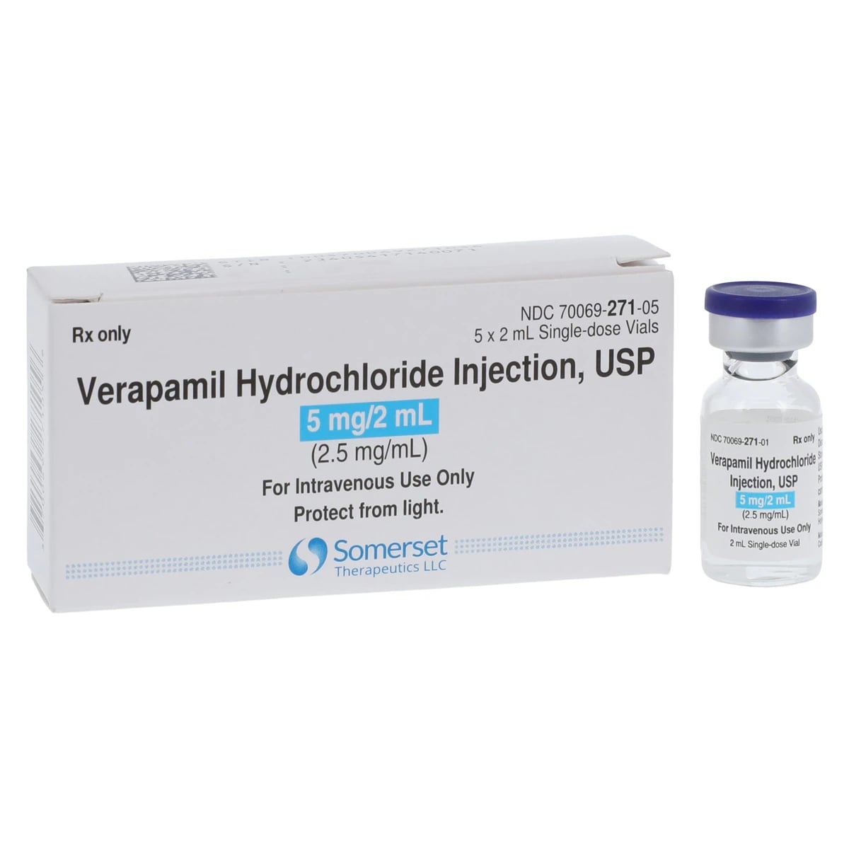 Verapamil HCl Injection, 2.5mg/mL, 2mL Ampule, 5/Package