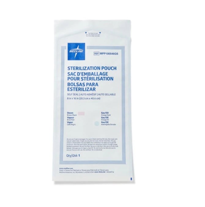 Medline Self-Seal Sterilization Pouch, 8 in x 16 in, 1000/Case