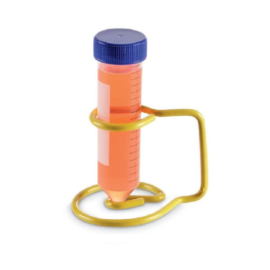 Heathrow Scientific Test Tube Holder, Single, Yellow, Epoxy Coating, Reusable, Each
