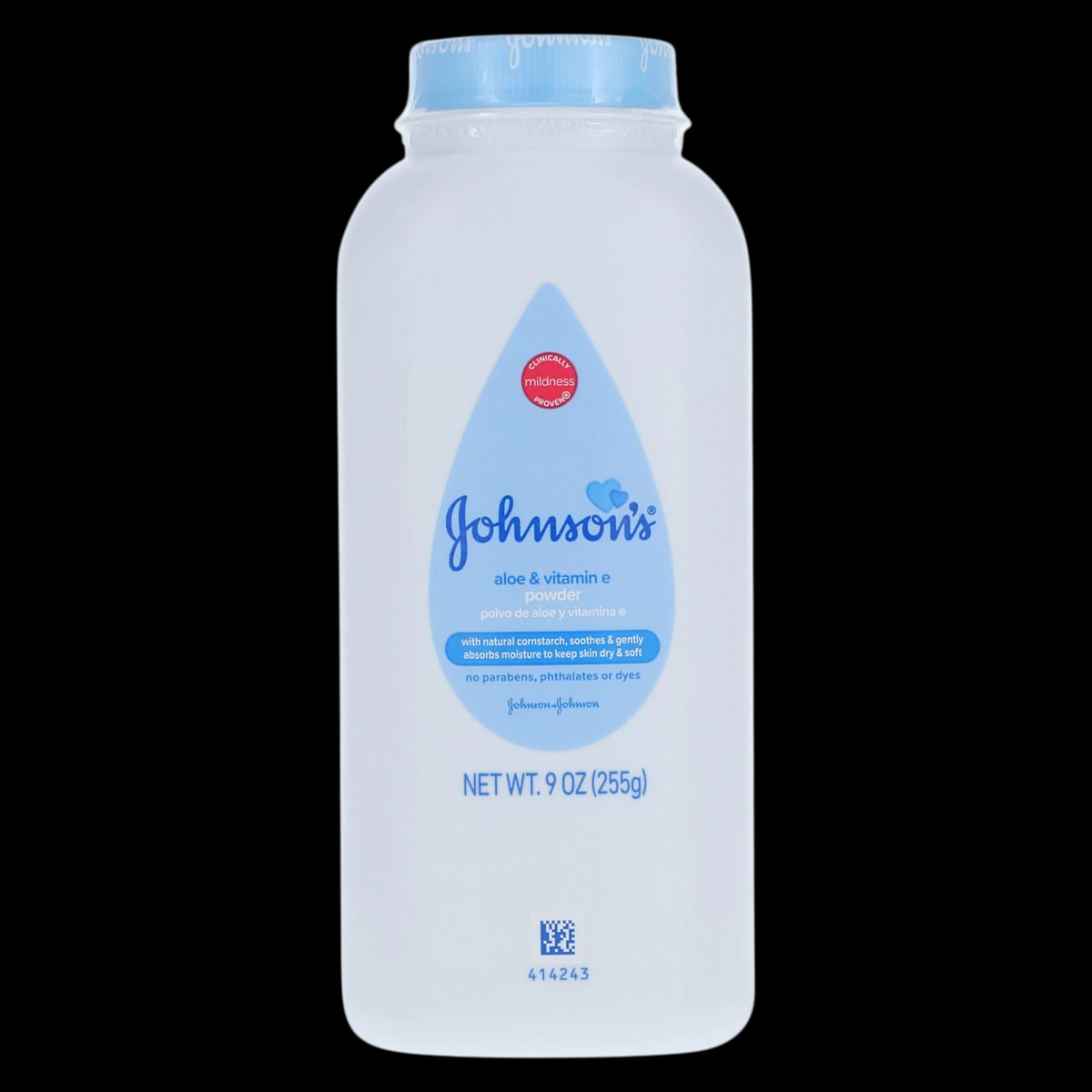 Johnson's Baby Powder, Cornstarch with Aloe & Vitamin E, Paraben Free, 9 oz Bottle
