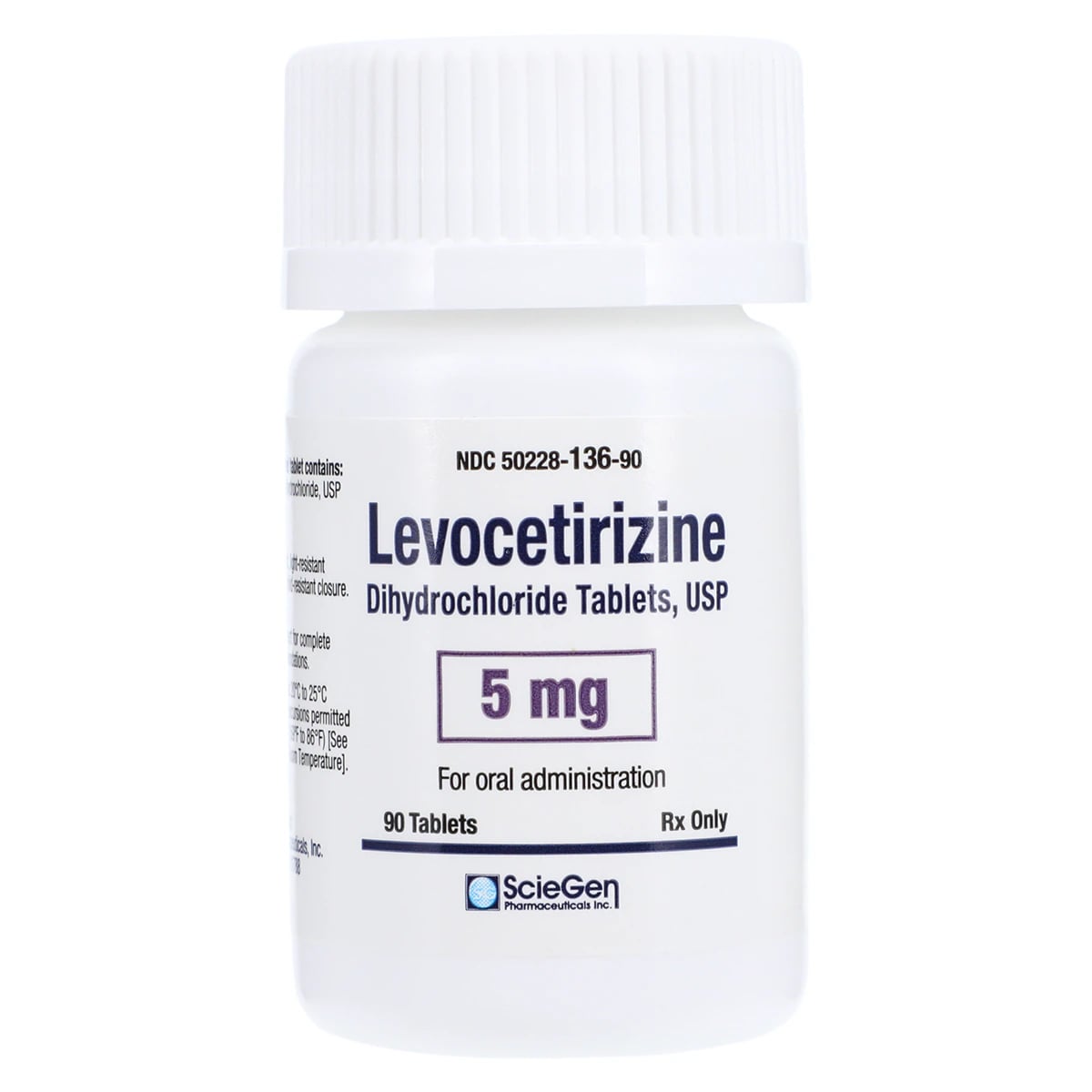 Levocetirizine Dihydrochloride Tablets 5mg, 90 Count Bottle (Sciegen Pharmaceuticals)
