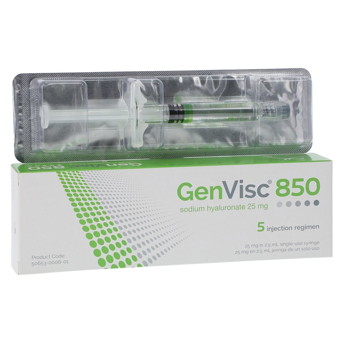 GenVisc 850 PFS Injection 10mg/mL Prefilled Syringe 2.5mL, 01KT0J08K5FNJEM0GGE9X7JW5P