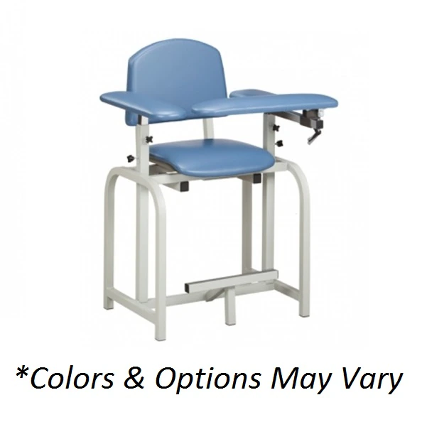 Clinton Industries Lab X Series Blood Draw Chair, Neutral Gray/Wedgewood, Tubular Steel Frame, 400 lb Capacity