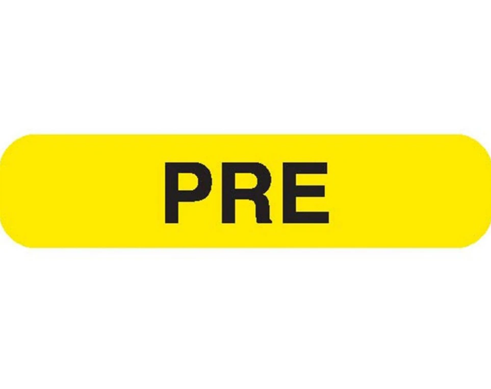 Label Lab Pre Yellow Phlebotomy Labels, 1.625" x 0.375", 1000/Package