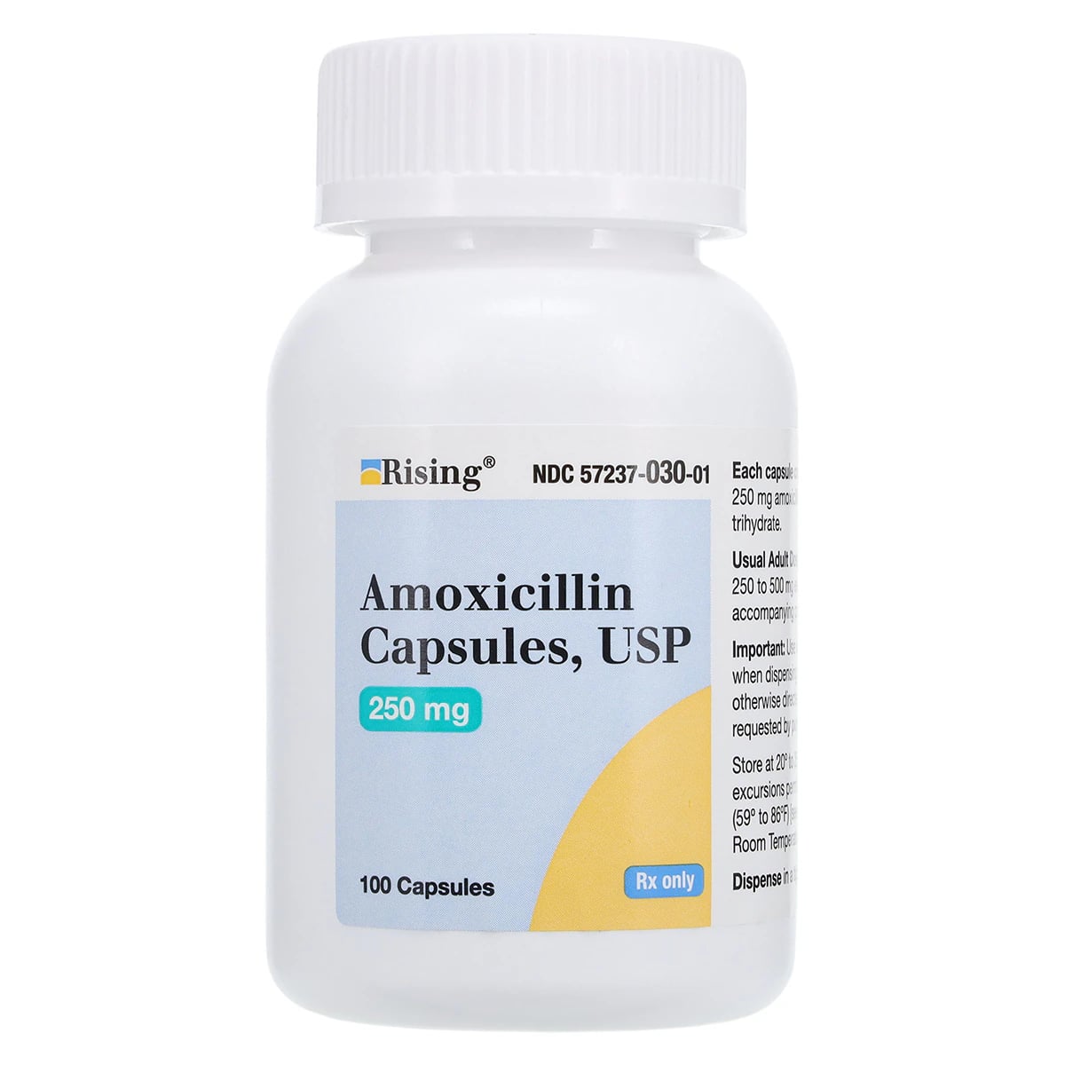 Rising Pharmaceuticals Amoxicillin USP, 250mg, Bottle of 100 Capsules