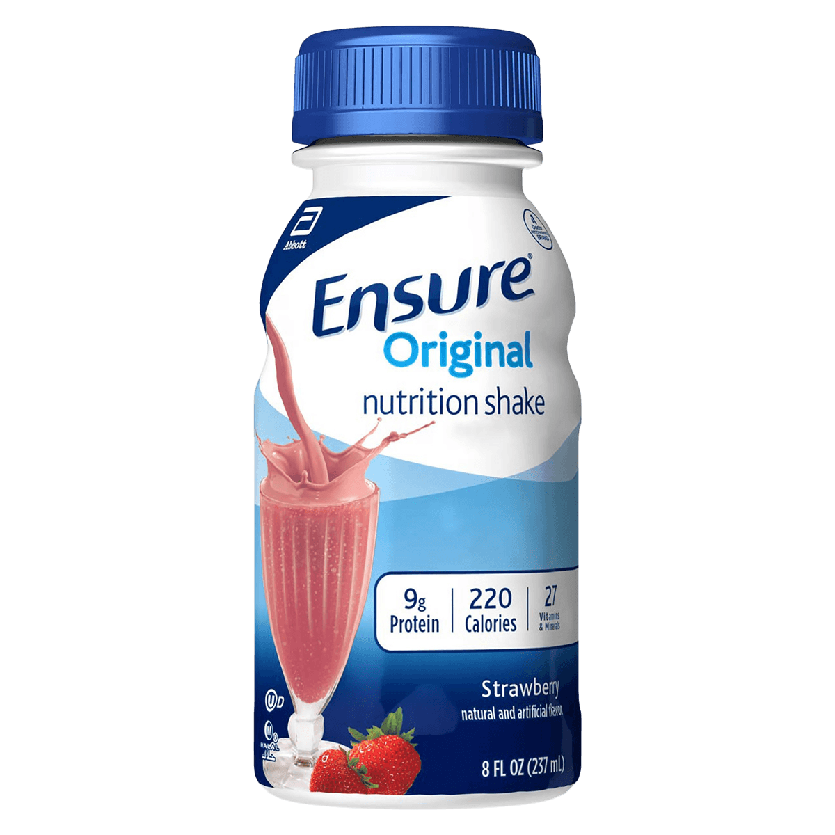 Ensure Nutrition Shake, Strawberry, 8 oz Bottles, 24/Case