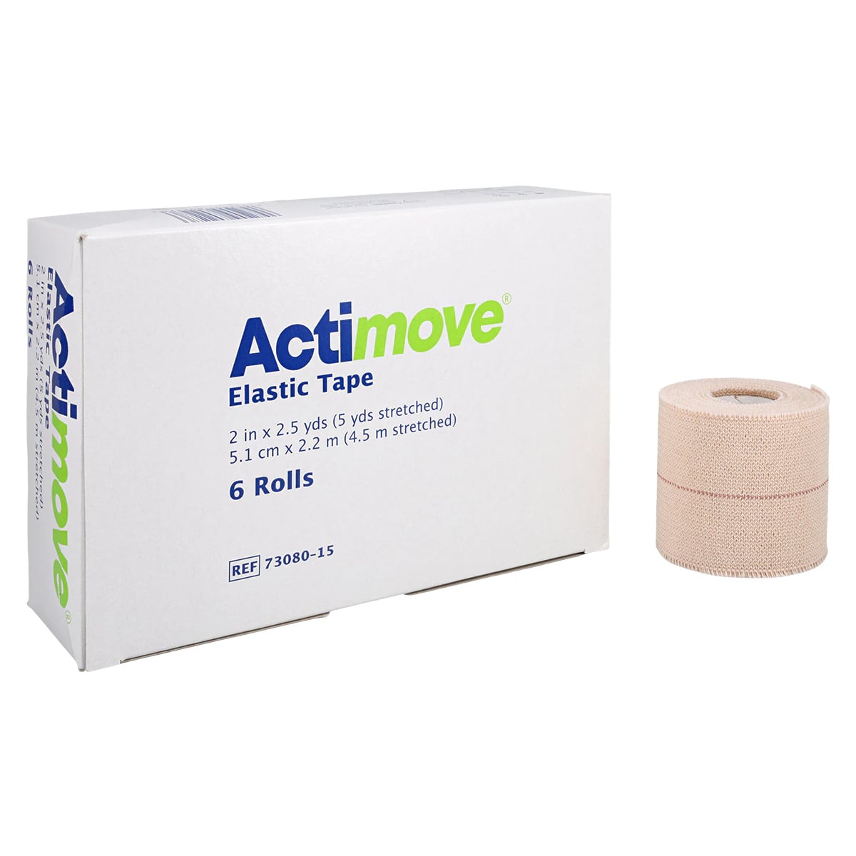 Actimove Cotton Elastic Adhesive Tape, 2" x 2.5 yd, Beige, 6/Box