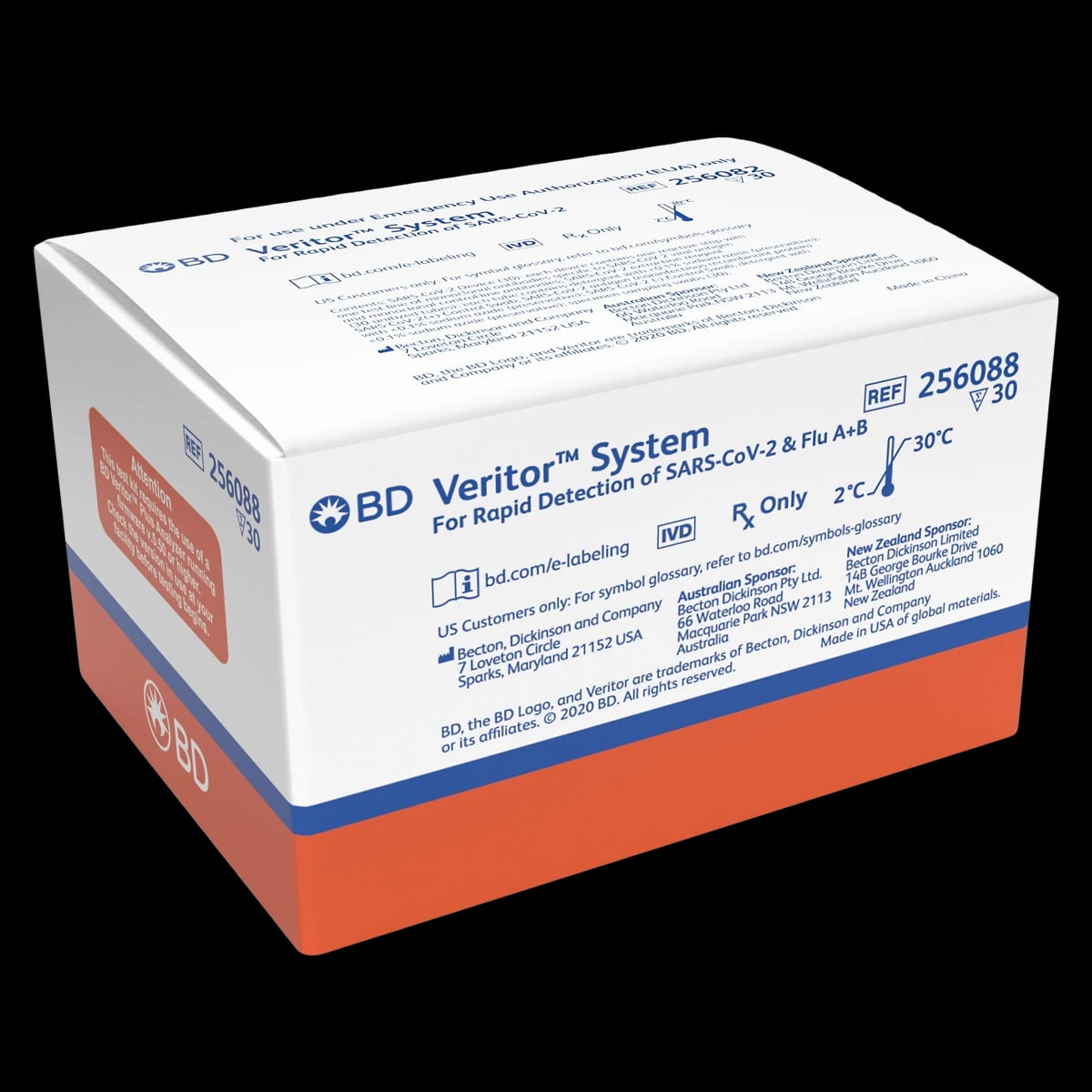 BD Veritor Triplex Test Kit, SARS-CoV-2 & Flu A+B, CLIA Waived, 30/Box