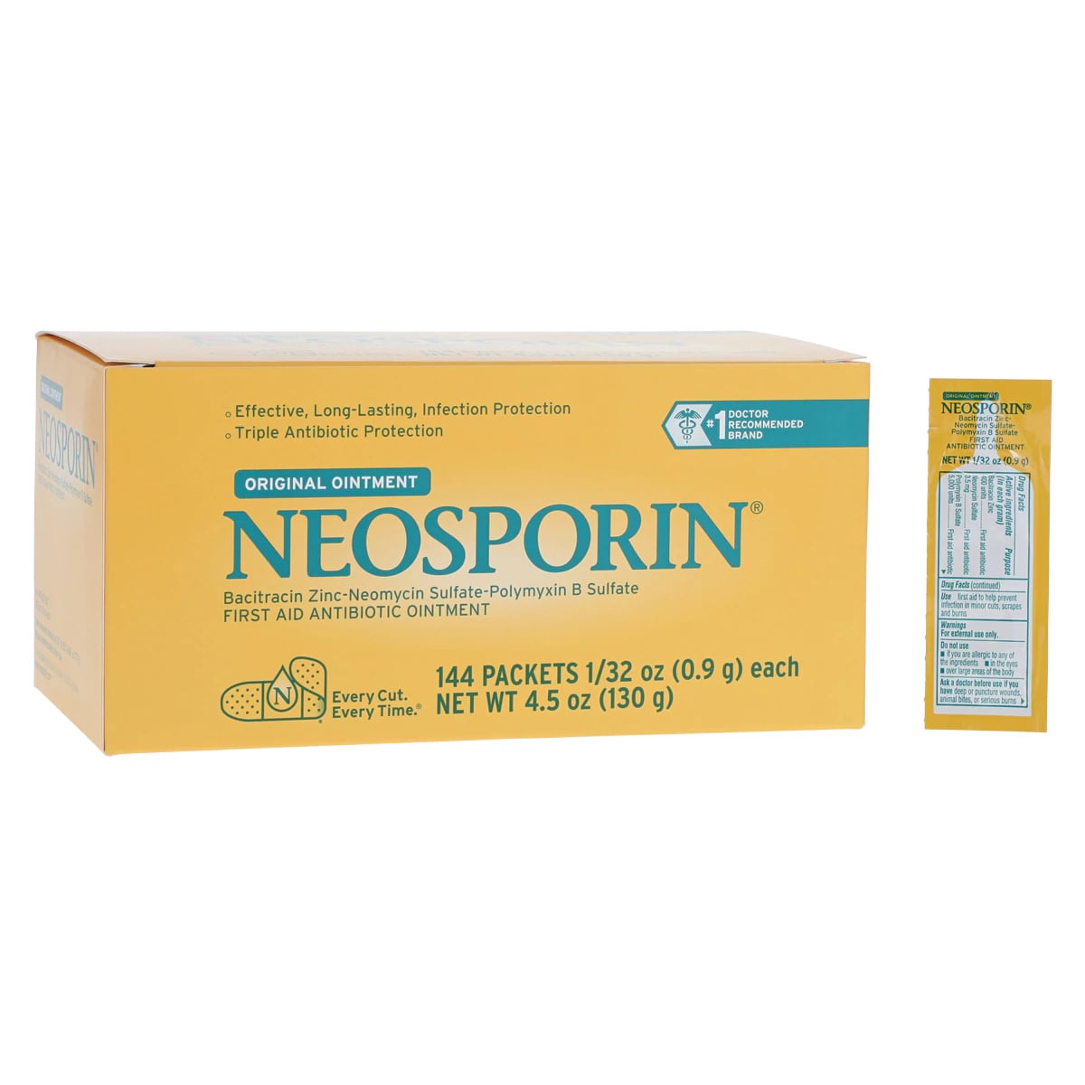 Neosporin Ointment, 1/32 oz Foil Pack, 144/Box