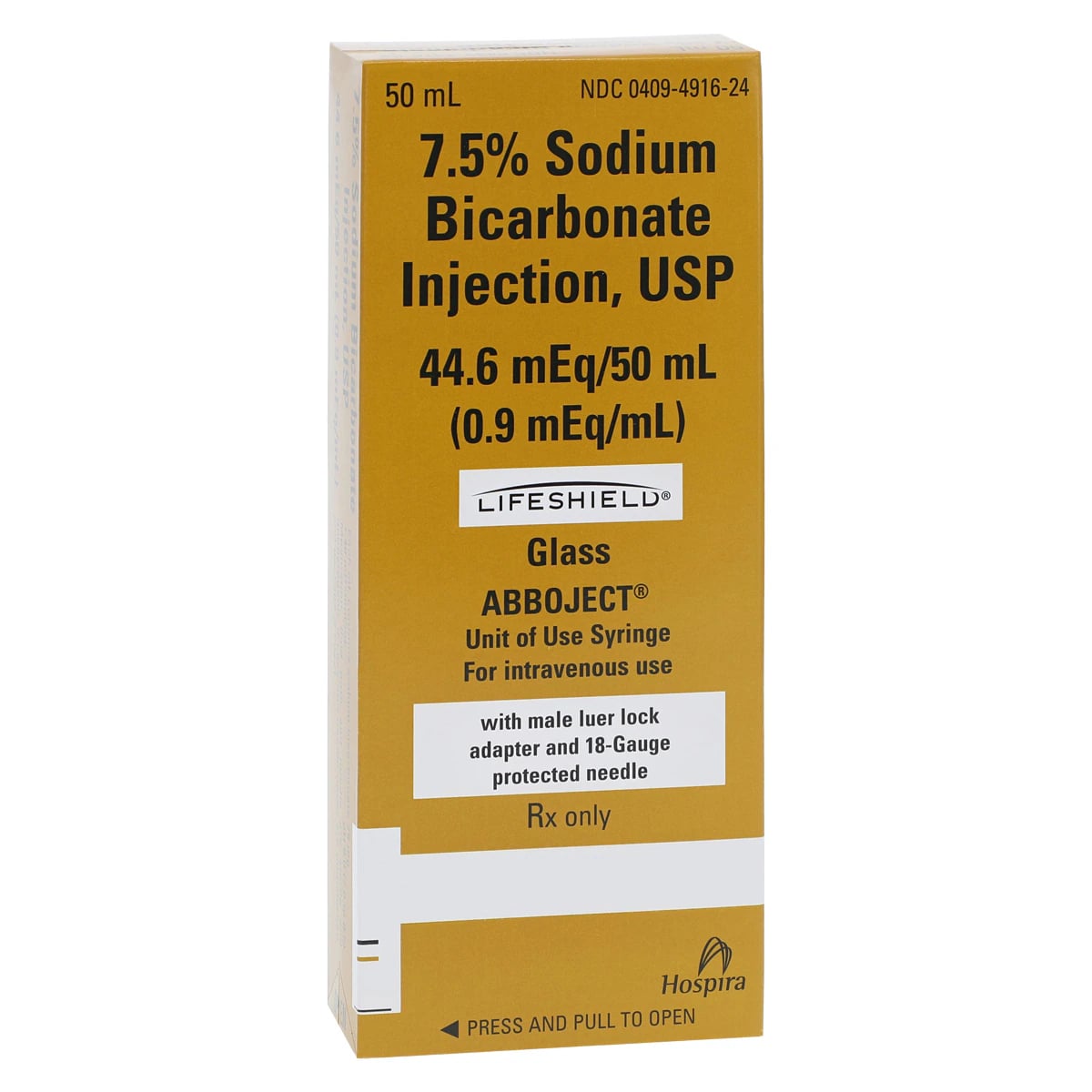 Sodium Bicarbonate 7.5% Injection, Abboject Lifeshield Syringe, 50mL, 10/Package