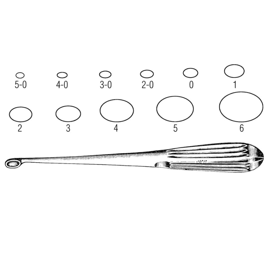 Jarit Bruns Bone Curette, Oval Cup, Size 2, 9" Length, Non-Sterile, Reusable
