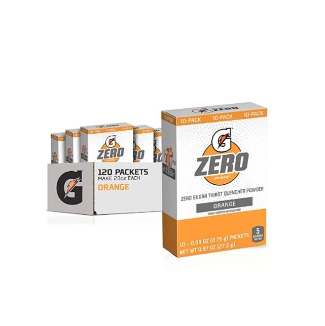 Gatorade G Zero Electrolyte Powder, No Sugar, Orange, 20 Sticks/Box, 120/Case