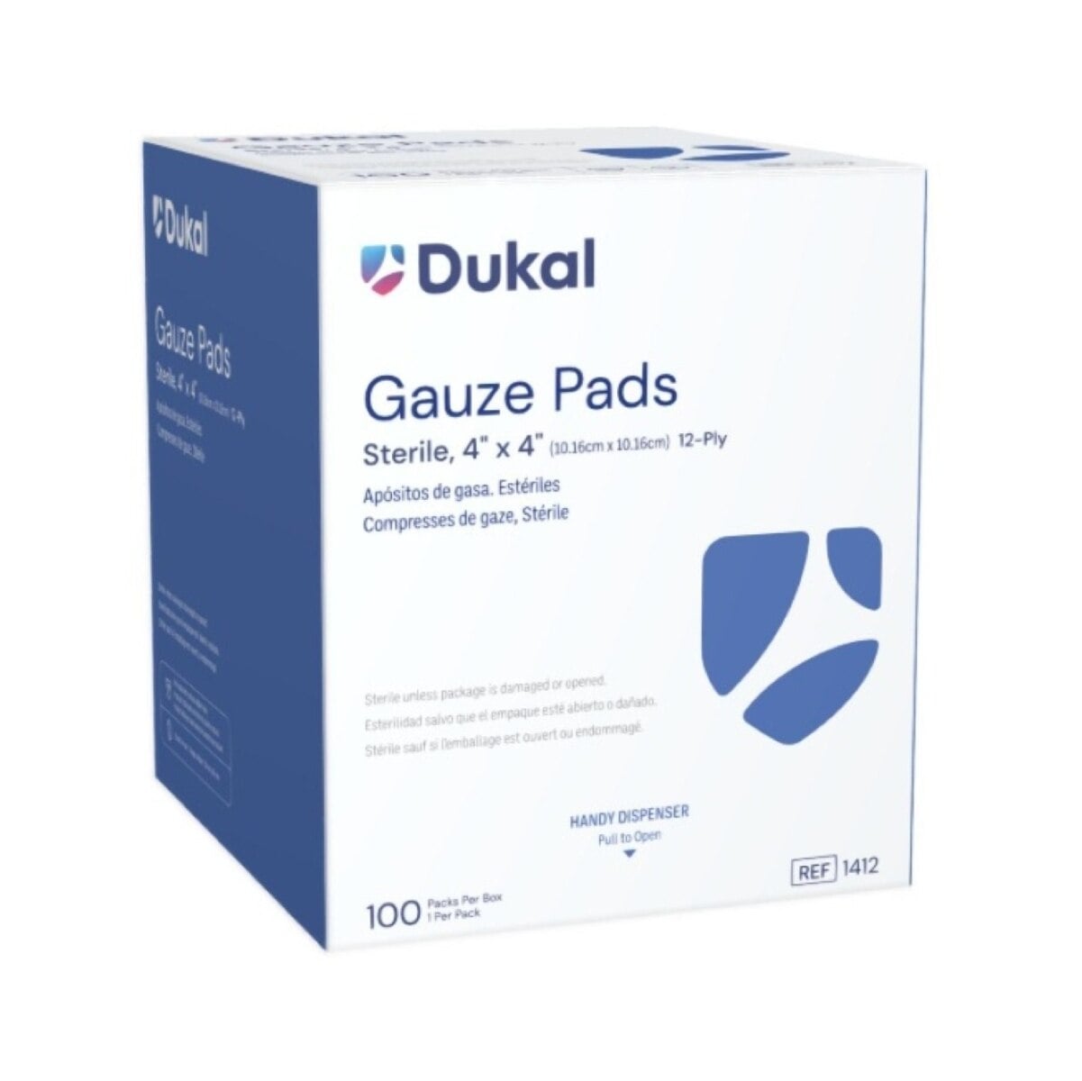 Dukal 100% Woven Cotton Gauze Pad, 4x4", 12 Ply, Sterile, Single Pad