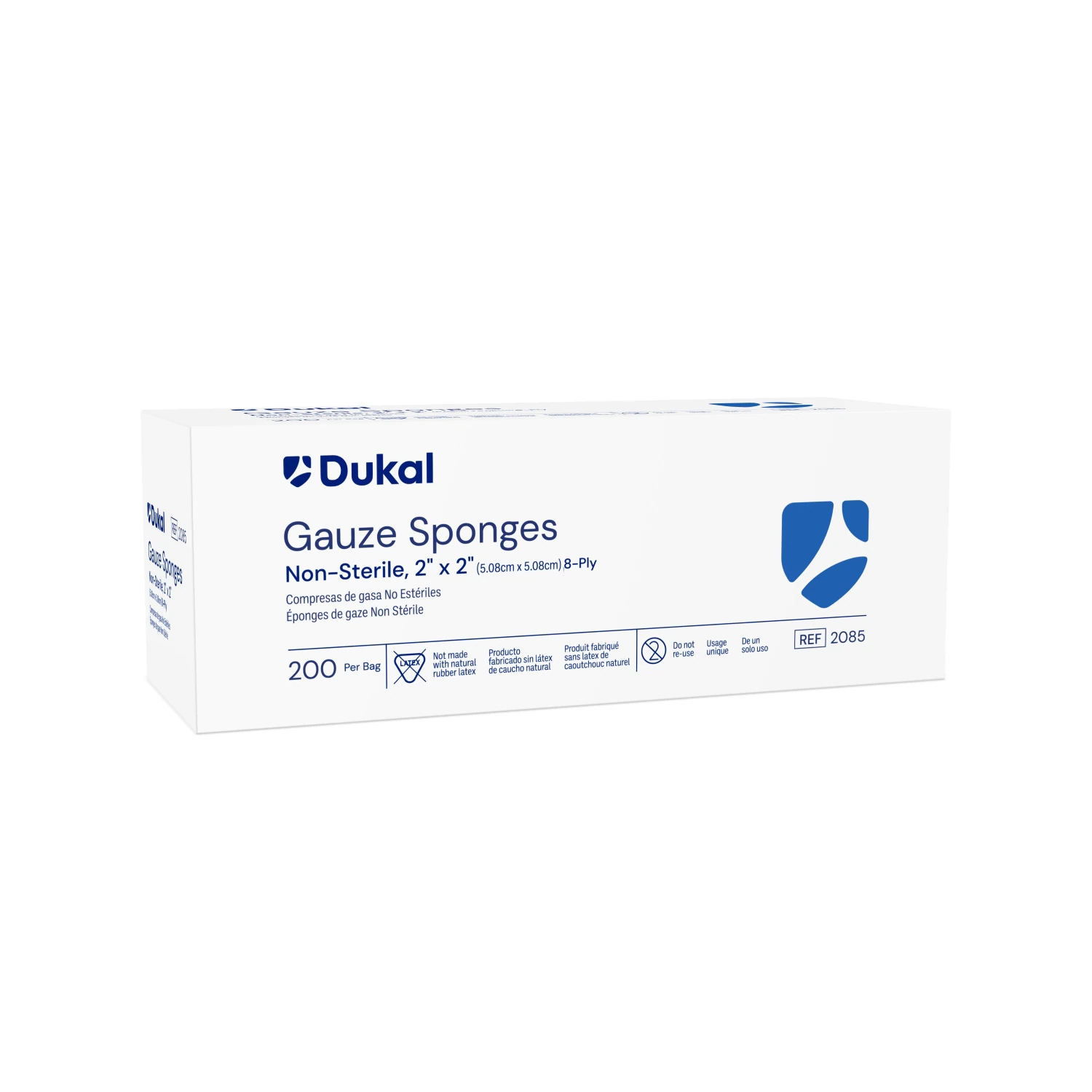 Dukal Gauze Sponge, Non-Sterile, 8-Ply, 2x2", 100% Woven Cotton, Latex-Free