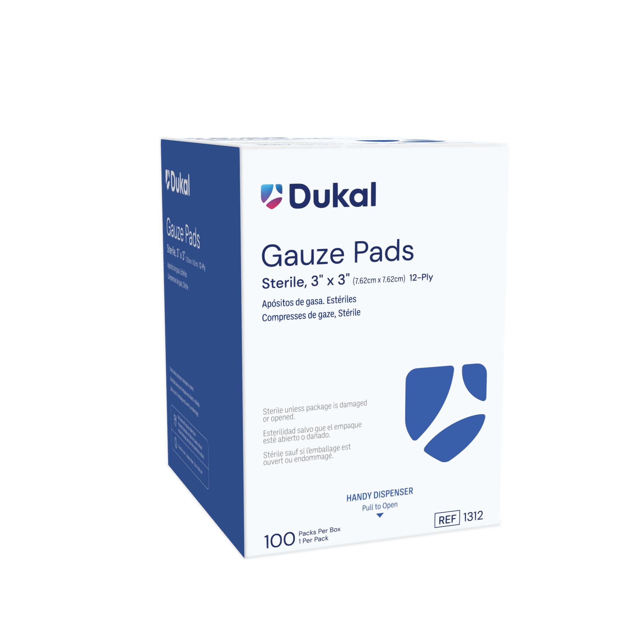 Dukal Gauze Pad, 100% Woven Cotton, 3x3", 12-Ply, Sterile, 1/Each