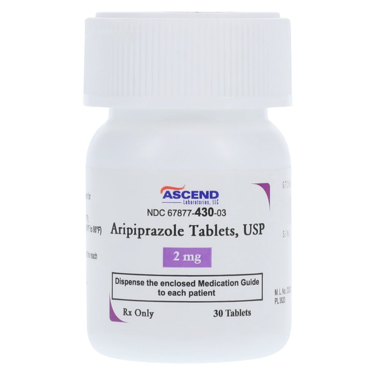 Aripiprazole Tablets 2 mg, 30 Count Bottle (Ascend Laboratories)