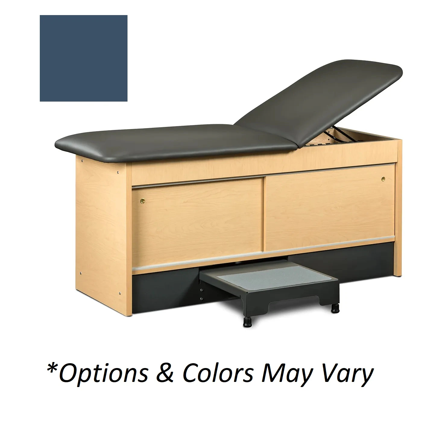 Clinton Industries Treatment Table, Royal Blue Upholstery, Maple Frame, 400 lb Capacity