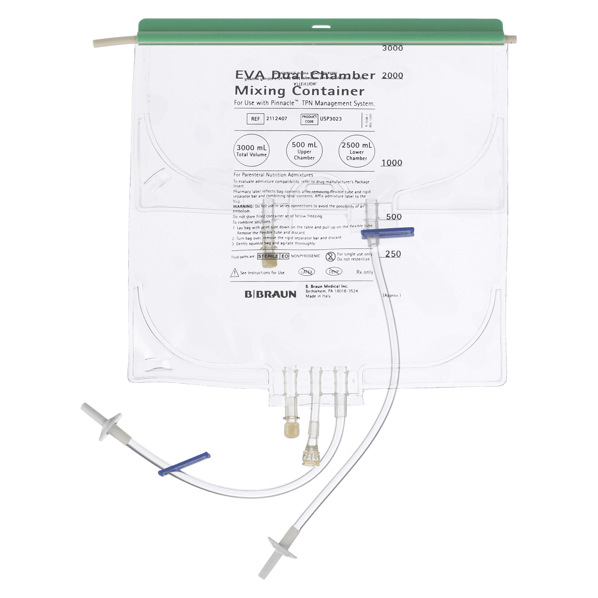 B. Braun Pinnacle Mixing Container, Dual Chamber, 3000mL, EVA, Sterile, Single Patient Use, 28/Case