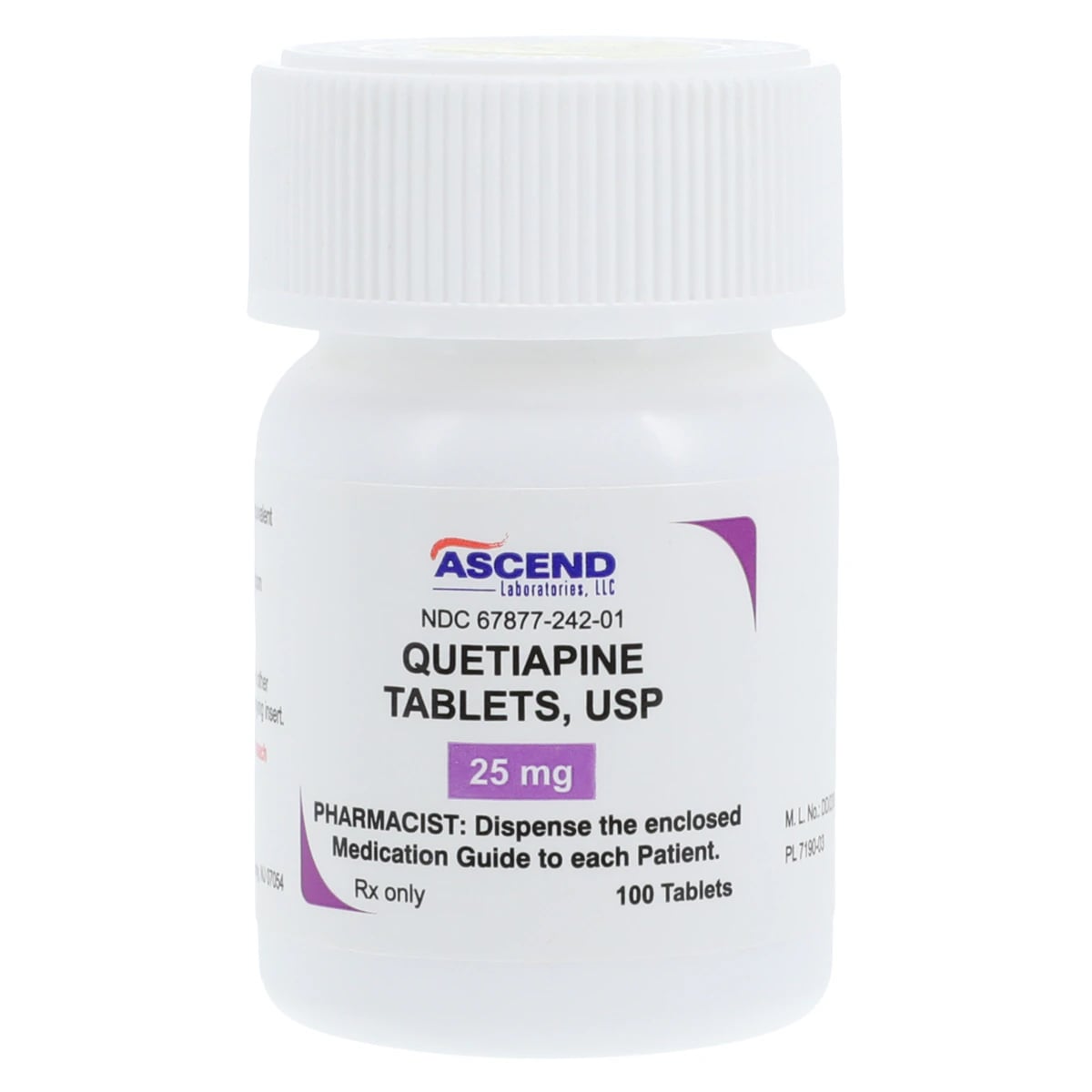 Quetiapine Fumarate Tablets, 25 mg, 100 Tablets per Bottle (Ascend Laboratories)