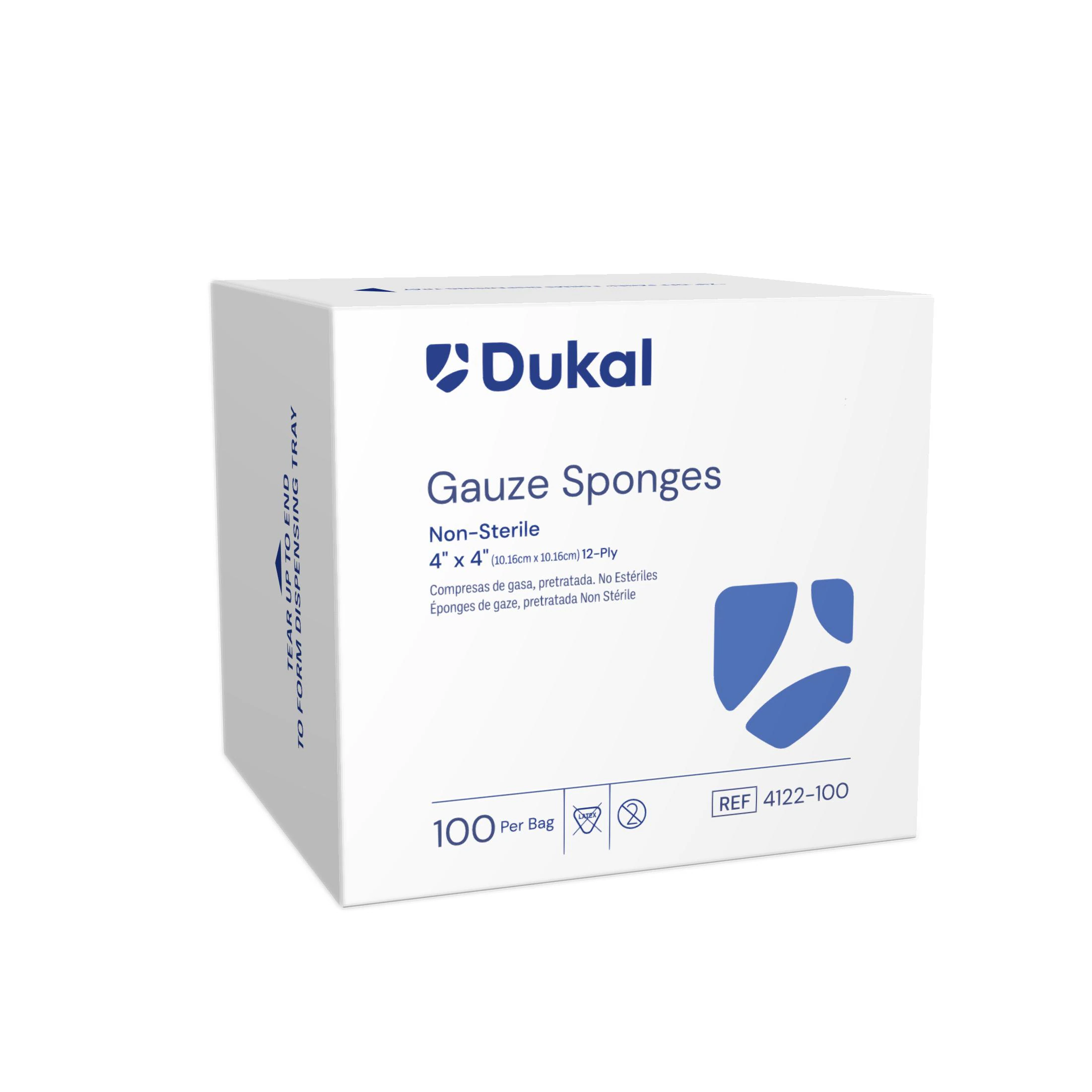 Dukal Gauze Sponge, 100% Cotton, 4x4", 12-Ply, Non-Sterile
