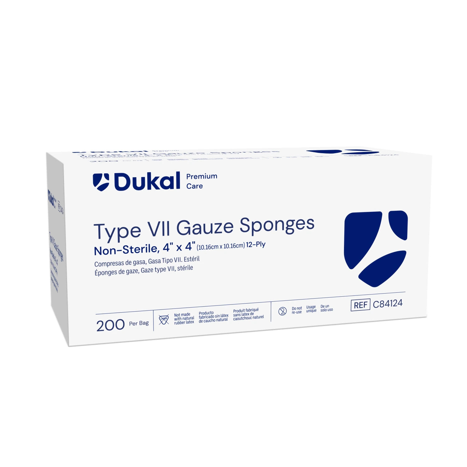 Dukal Premium Care Gauze Sponge, Type VII, 4x4", 12-Ply, Non-Sterile, 100% Woven Cotton, Latex-Free