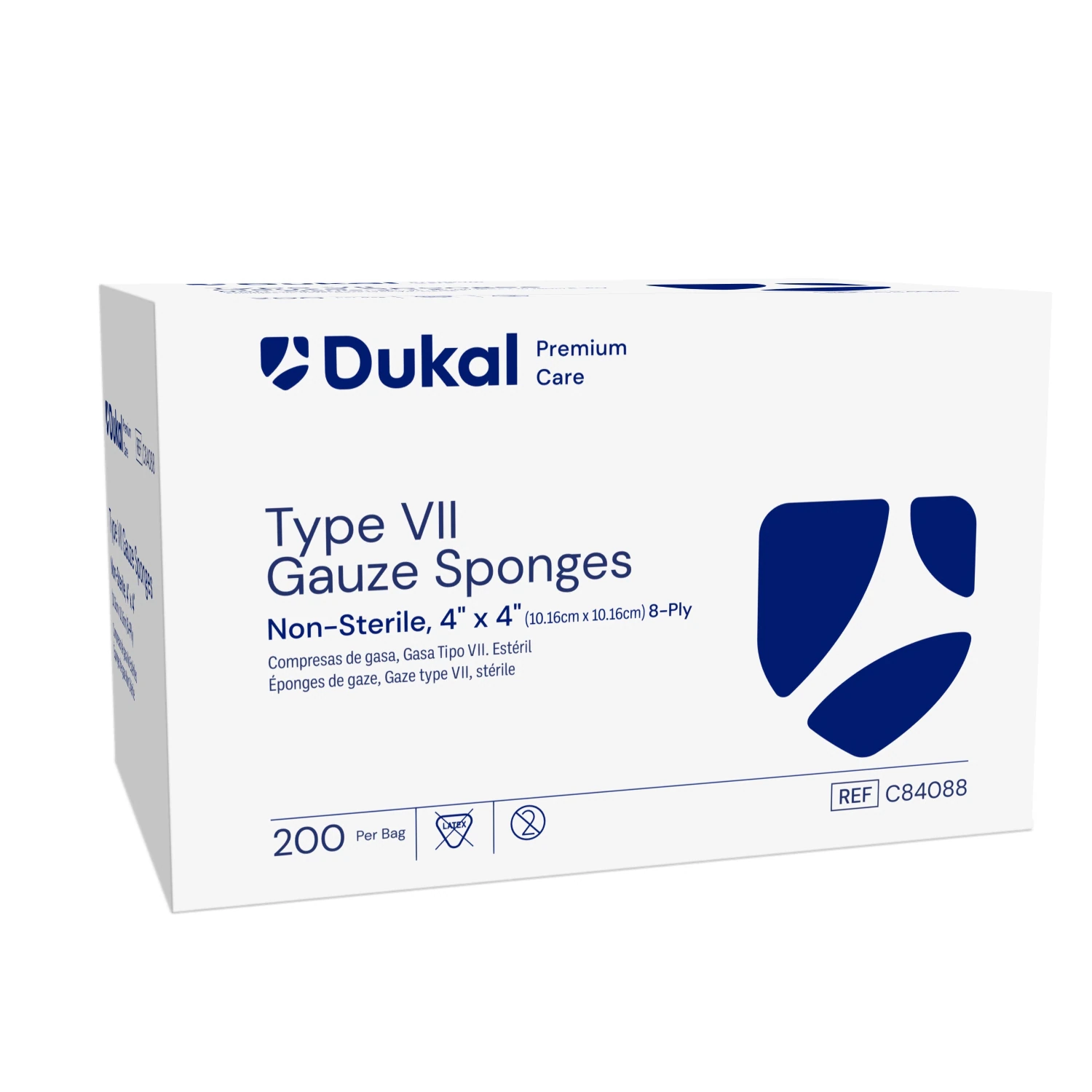 Dukal Premium Care Gauze Sponge, Type VII, 100% Woven Cotton, 4x4", 8-Ply, Non-Sterile, USP