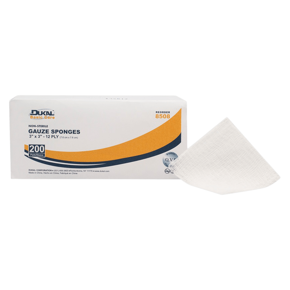 Dukal Gauze Sponge Basic Non-Sterile, 100% Woven Cotton, 3x3", 12-Ply