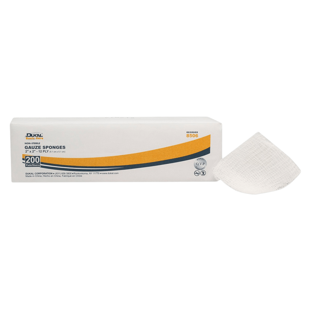 Dukal Everyday Care Gauze Sponge, 100% Woven Cotton, 2x2", 12-Ply, Non-Sterile, Latex-Free