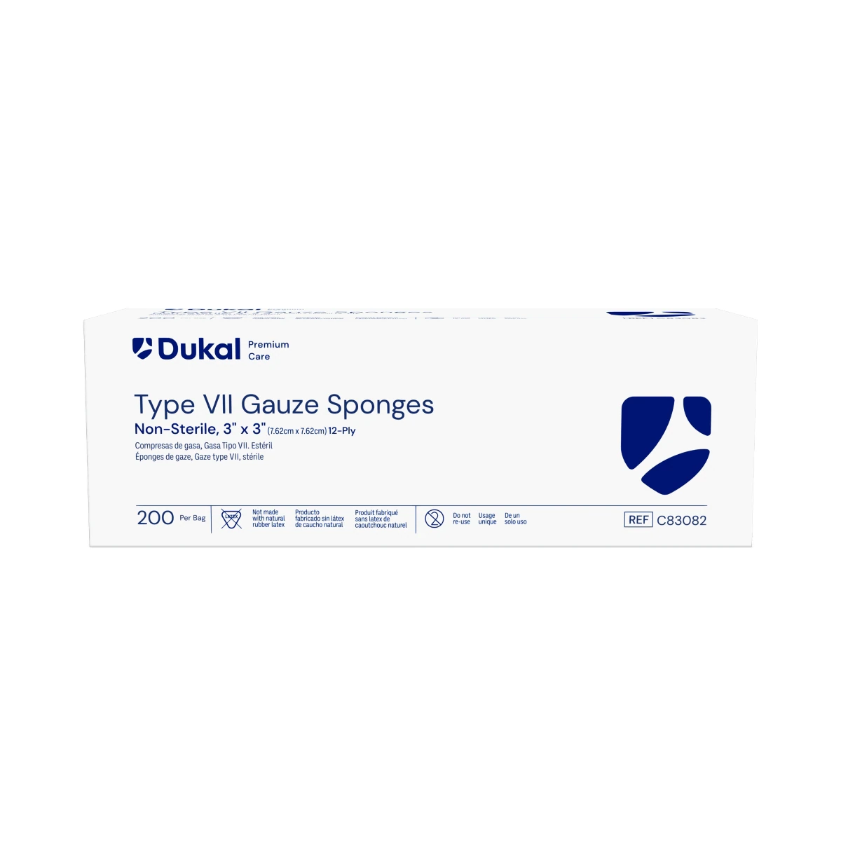 Dukal Premium Care Gauze Sponge, Type VII, 100% Woven Cotton, 3x3", 12-Ply, Non-Sterile, Latex-Free