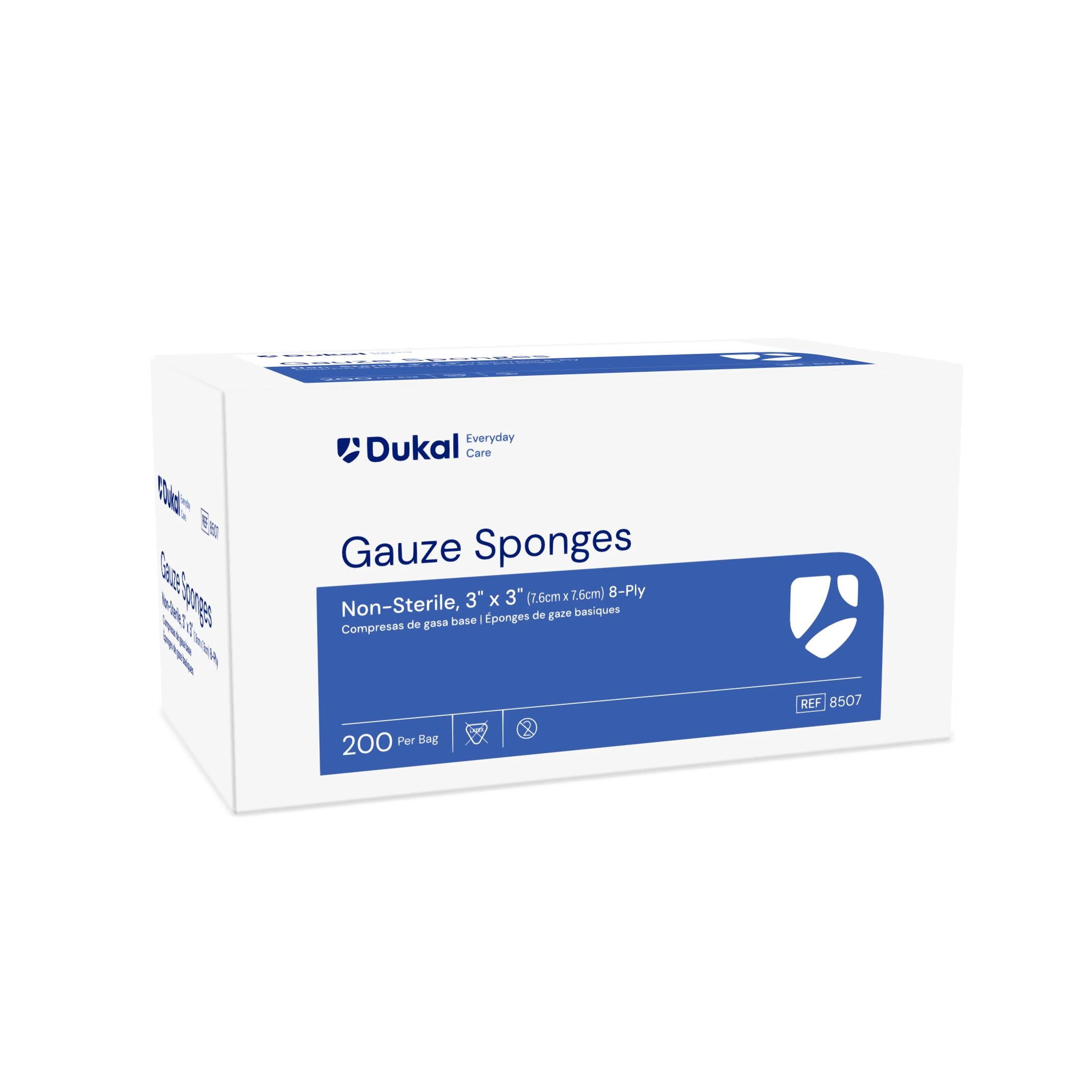 Dukal Everyday Care Gauze Sponge, 3x3", 8-Ply, Non-Sterile, 100% Woven Cotton, Latex-Free