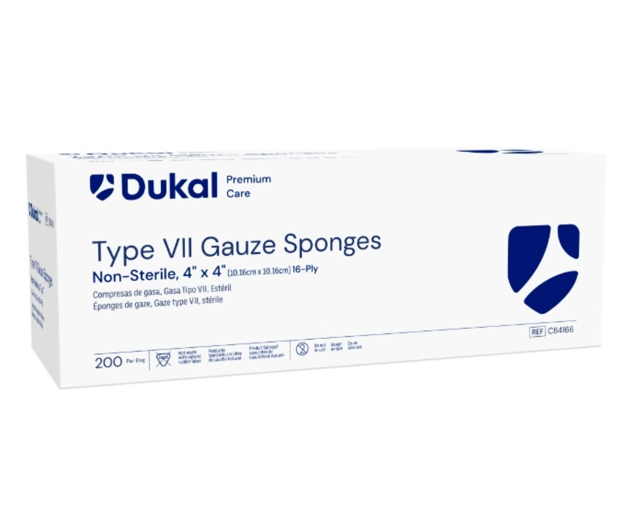 Dukal Premium Care Gauze Sponge, Type VII, 4x4", 16-Ply, Non-Sterile, 100% Woven Cotton, Latex-Free