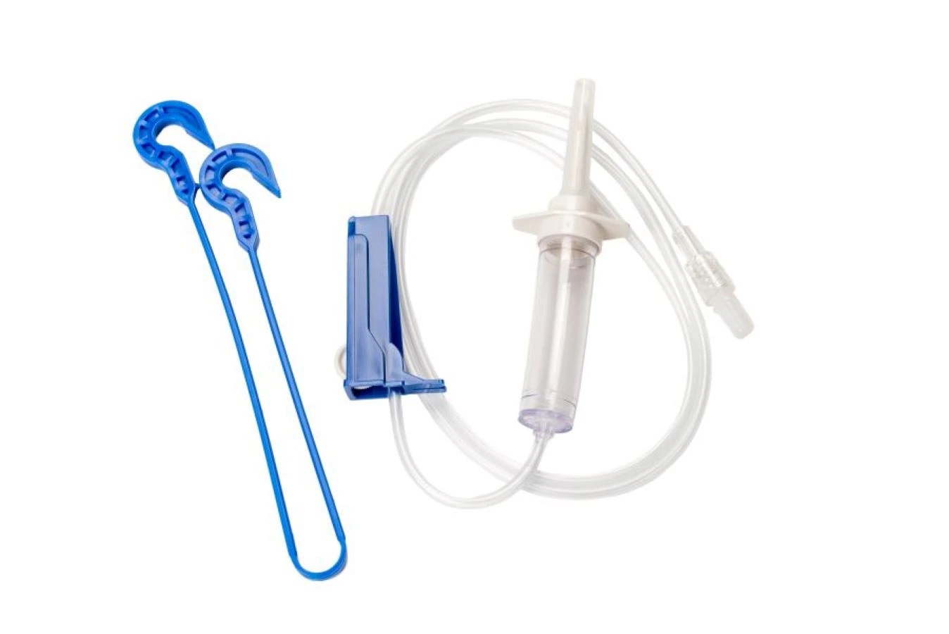Truecare Biomedix Secondary IV Administration Set, 20 Drop/mL, 42" Tubing, DEHP-Free, Universal Spike, Roller Clamp, Sterile, with Hanger, 50/Box