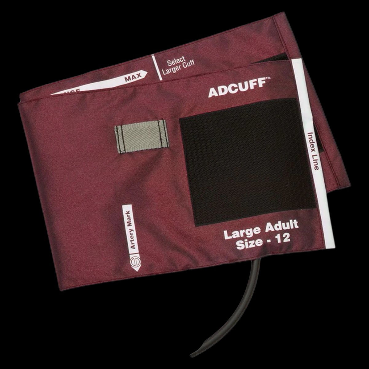 ADCUFF Cuff & Bladder, Large, Burgundy, Latex-Free, Single Tube with Connector