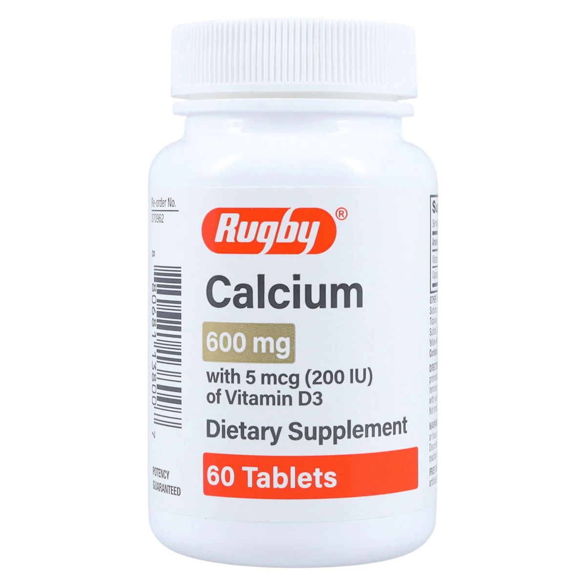 Calcium Carbonate with Vitamin D Tablets, 600mg, 60/Bottle